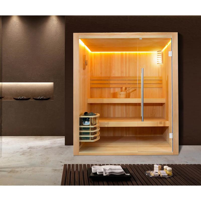 Why are clothes not allowed in a steam sauna room?
